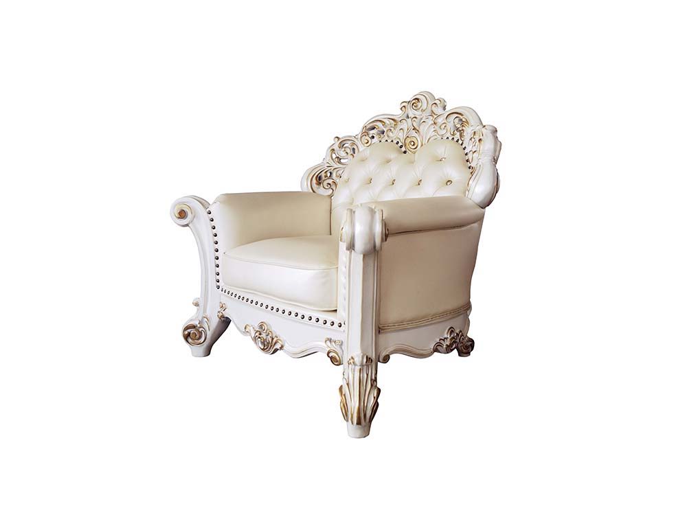 ACME Vendom - Chair - Champagne PU & Antique Pearl Finsih | Meri Furniture