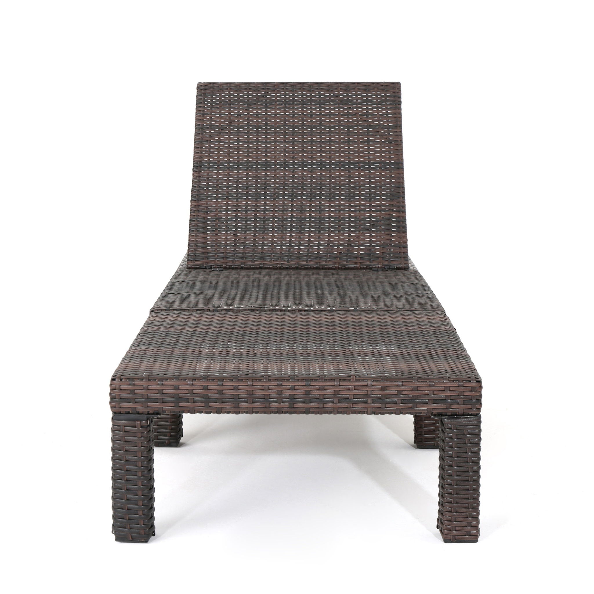 Outdoor Chaise Lounge With Wicker Design And Adjustable Backrest - Brown