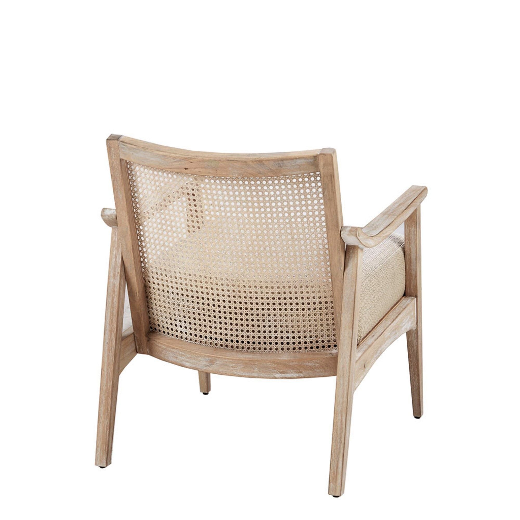 Chair With Cane Inset Back And Upholstered Seat - Light Brown