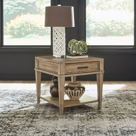 Liberty Furniture Devonshire - Drawer End Table - Weathered Sandstone | Meri Furniture