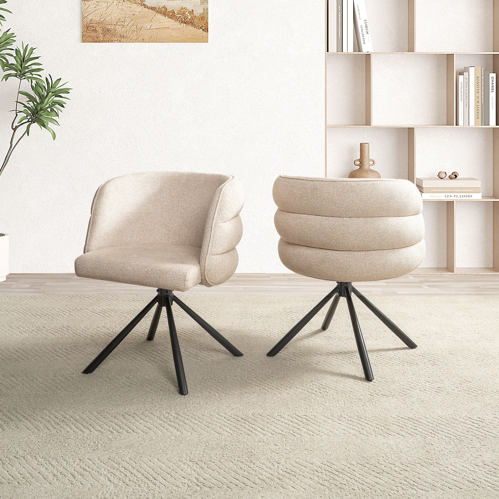 270 Degree Swivel Upholstered Desk Chairs (Set of 2)