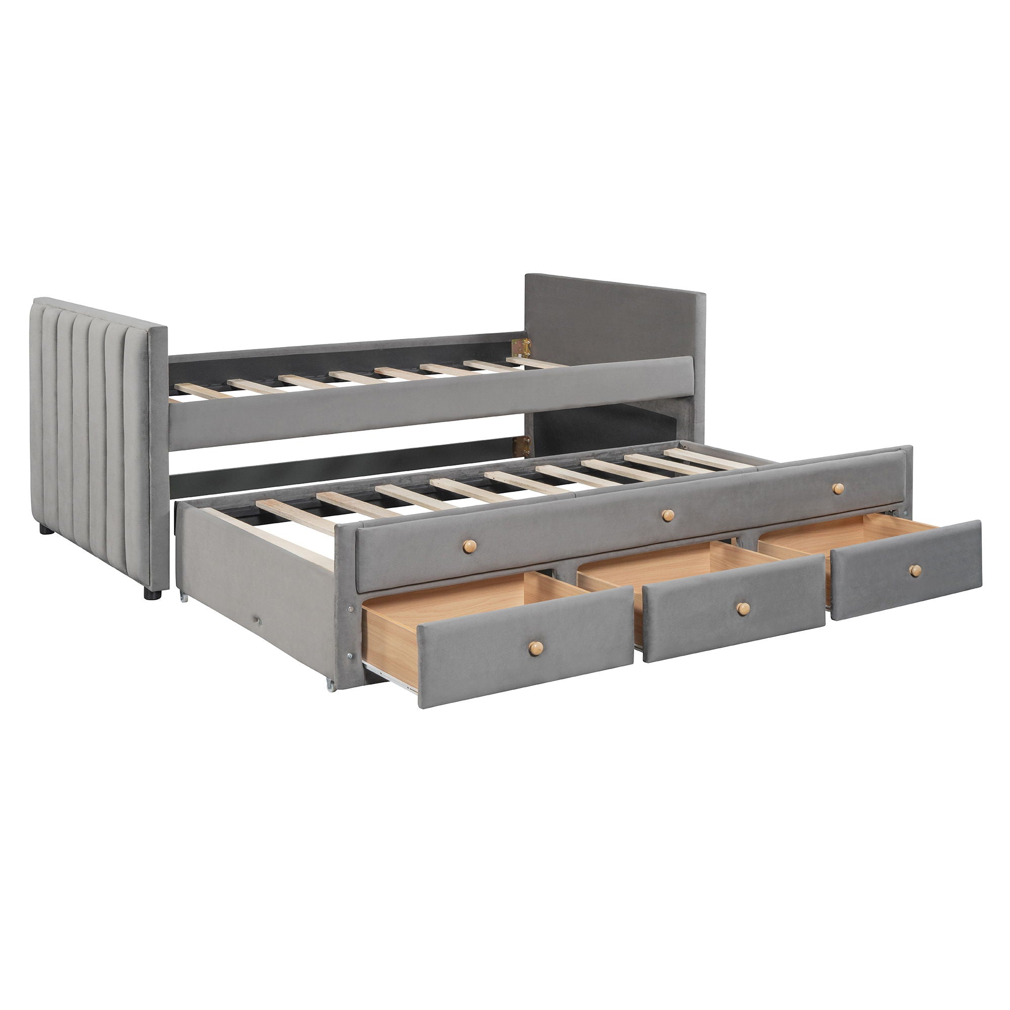 Upholstered Daybed With Trundle And Drawers