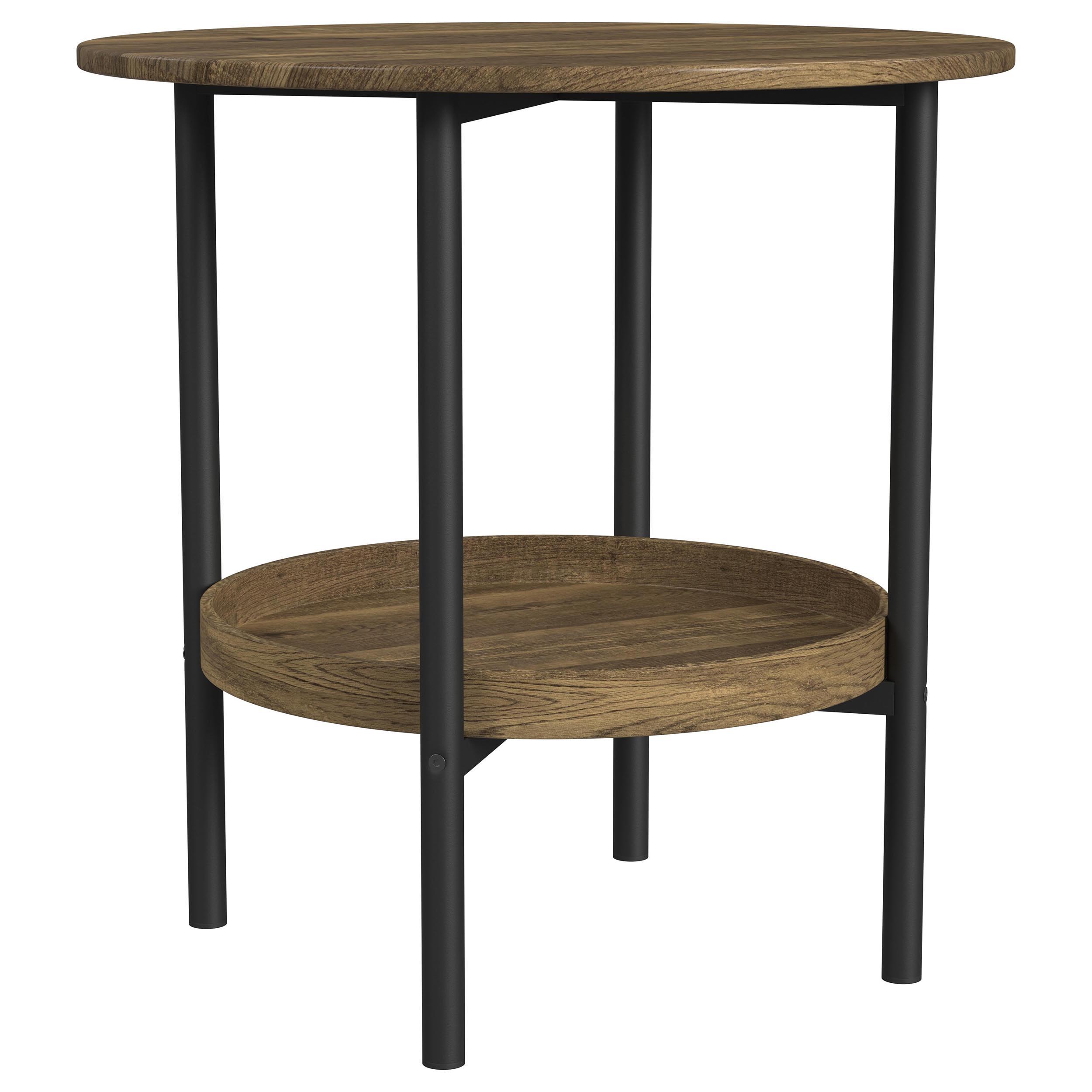 Coaster Fine Furniture Delfin - Round Glass Top Side End Table - Black And Brown | Meri Furniture