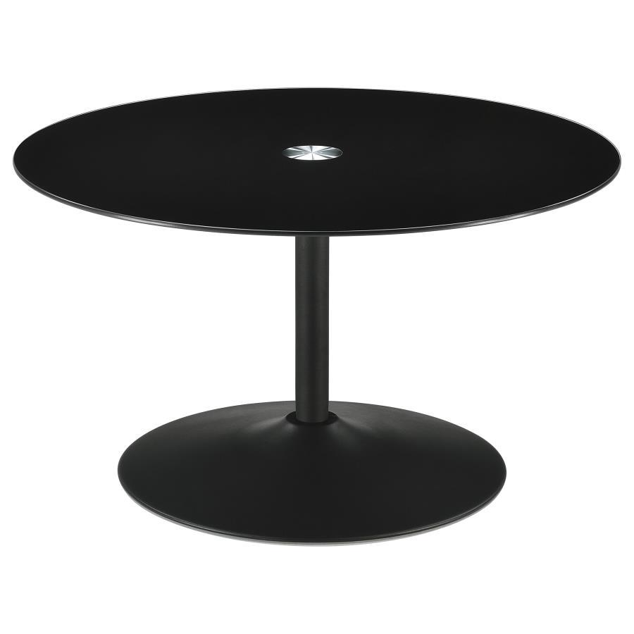 Coaster Fine Furniture Ganso - Round Metal Coffee Table With Tempered Glass Top - Black | Meri Furniture