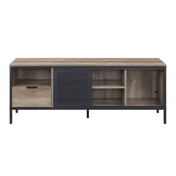 ACME Nantan - TV Stand - Rustic Oak & Black Finish - 21" | Meri Furniture