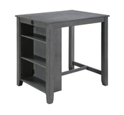 Graham 36" Gray Finish Small Space Counter Height Dining Table with USB Charging Ports and Shelves