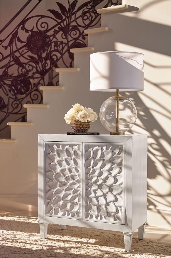 Coaster Fine Furniture Clarkia - Accent Cabinet With Floral Carved Door - White | Meri Furniture