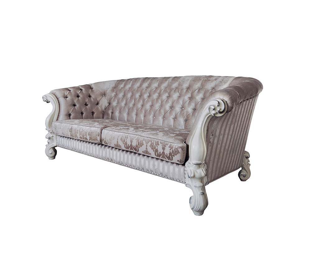 ACME Versailles - Sofa - Ivory Fabric & Bone White Finish | Meri Furniture