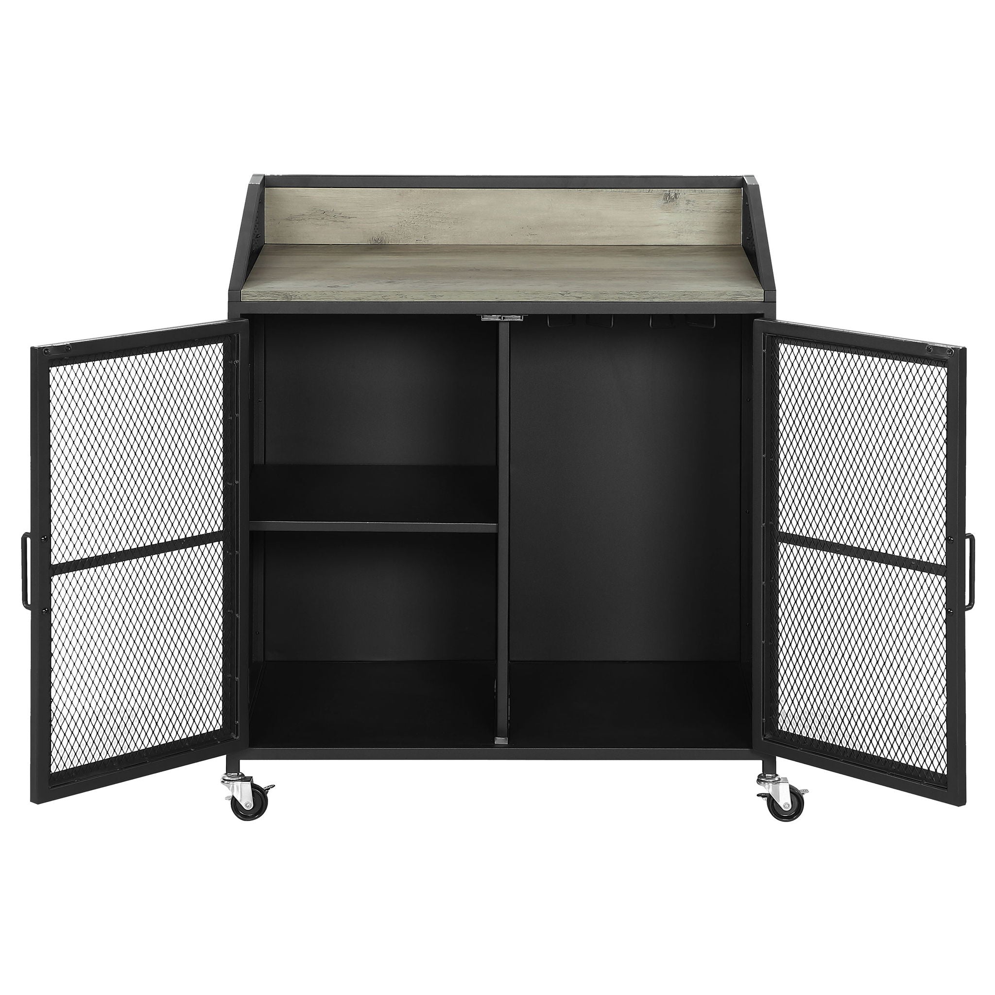 Arlette - 2 Door Mobile Home Bar Wine Cabinet With Smooth Rolling Casters - Black