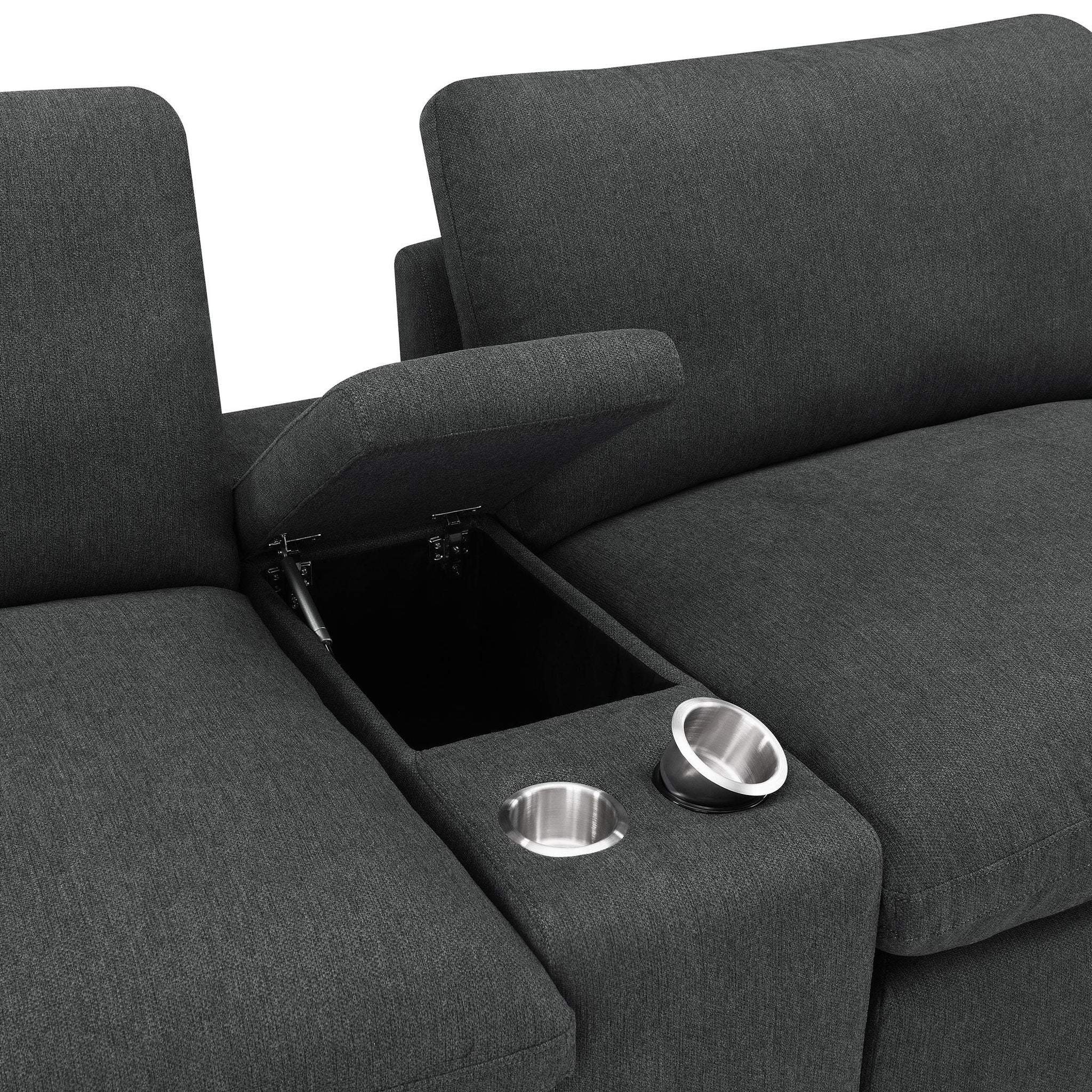 Collins Upholstered Modular Storage Console Dark Grey