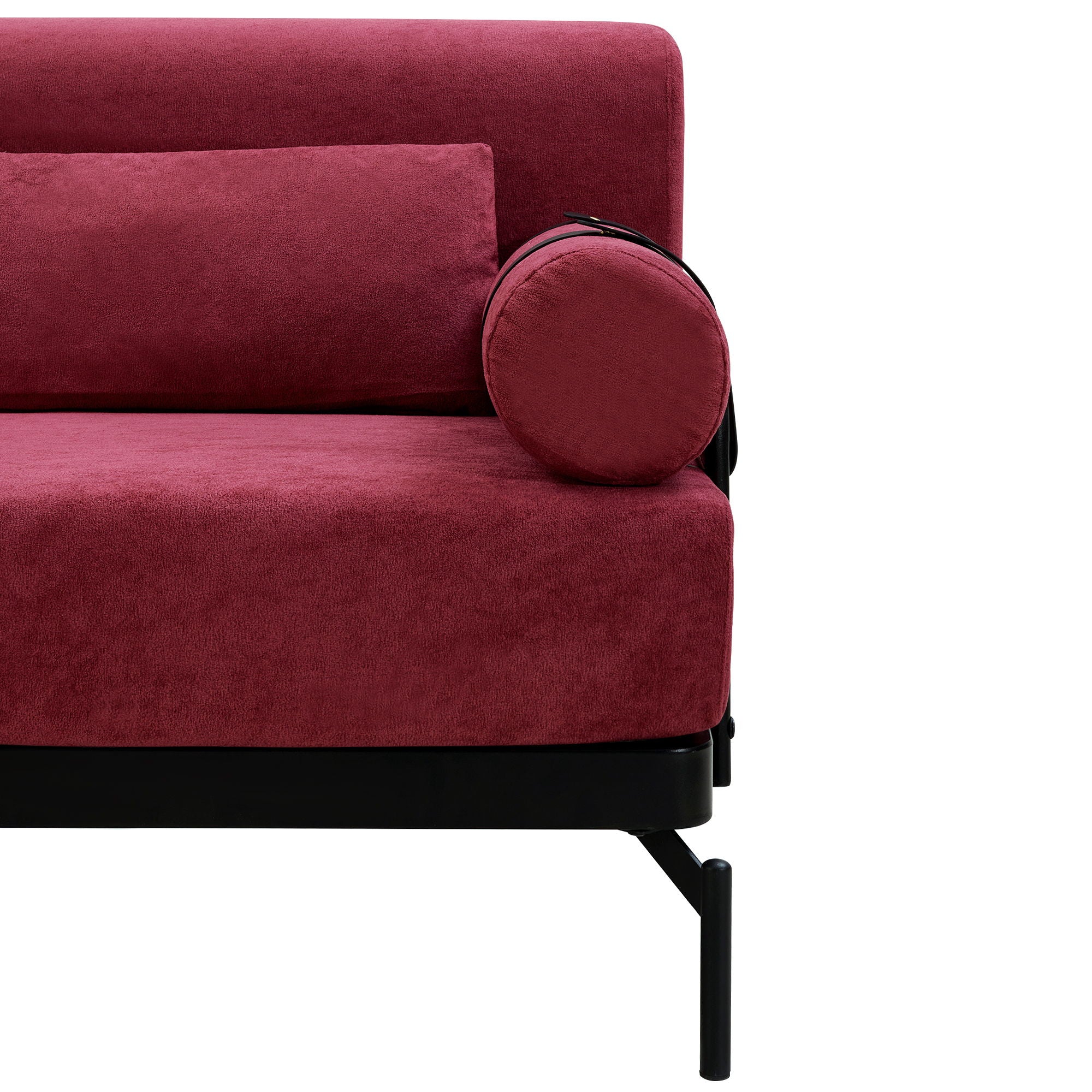Modern Loveseat Sofa 2 Seater With USB Ports, Cylindrical Armrests
