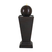 35.5" Tall Column Fountain With LED Lights, Retro Outdoor Decor, Weather Resistant Feature - Dark Brown
