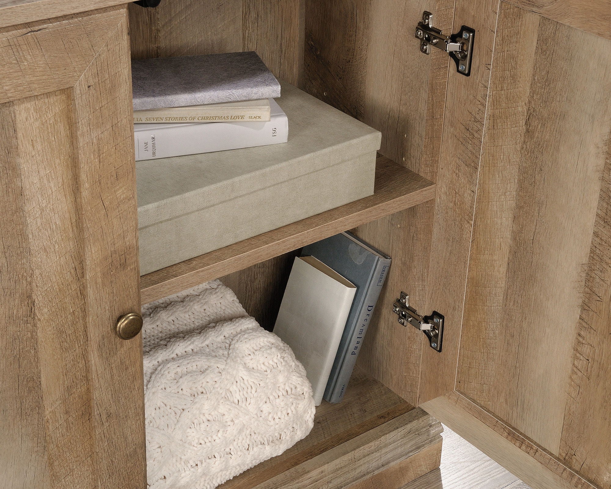 Farmhouse Style 5-Shelf Bookcase with Doors