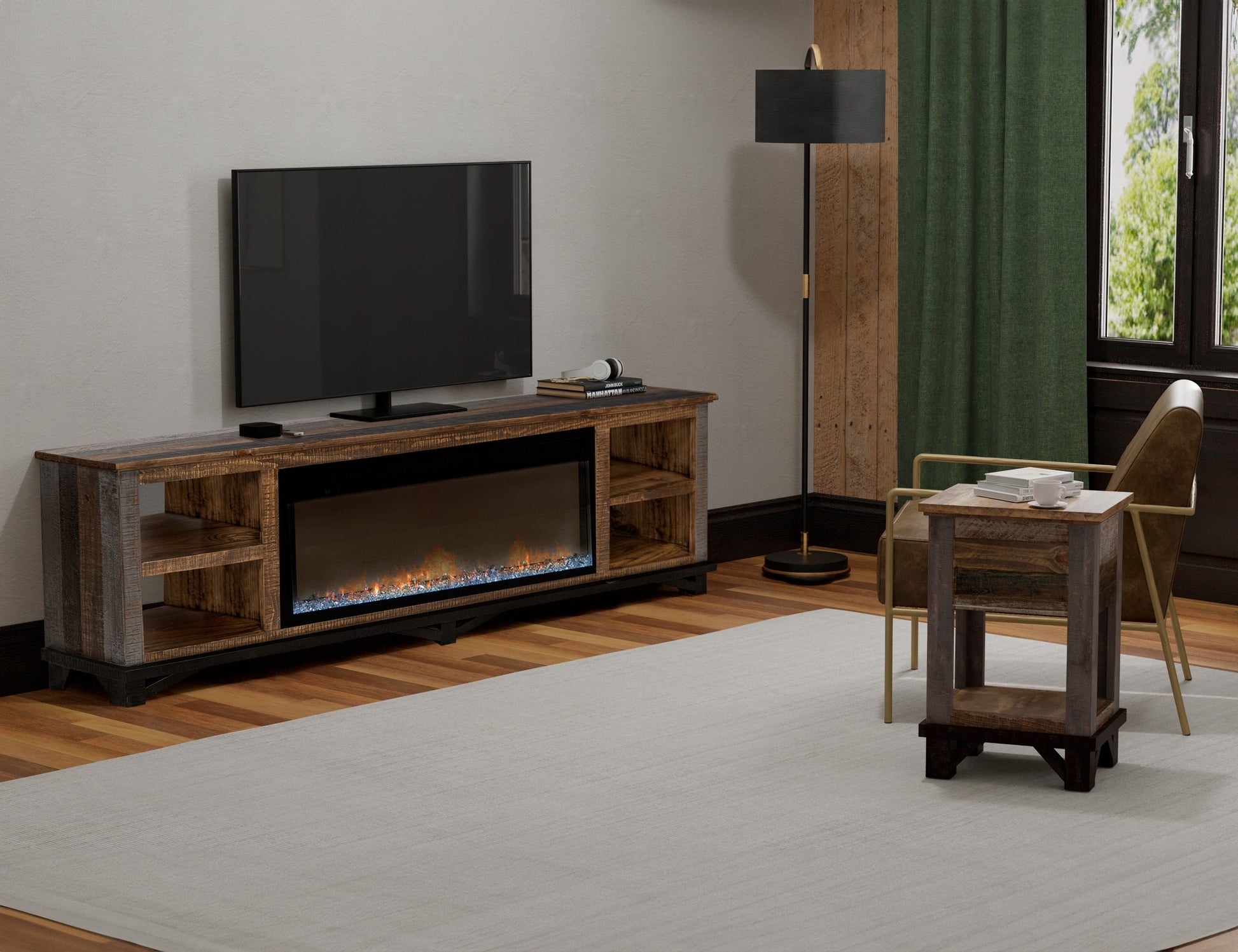 International Furniture Direct Loft Brown - Electric Fireplace - Dark Brown | Meri Furniture