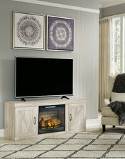 Bellaby - TV Stand With Faux Firebrick Fireplace Insert - Whitewash