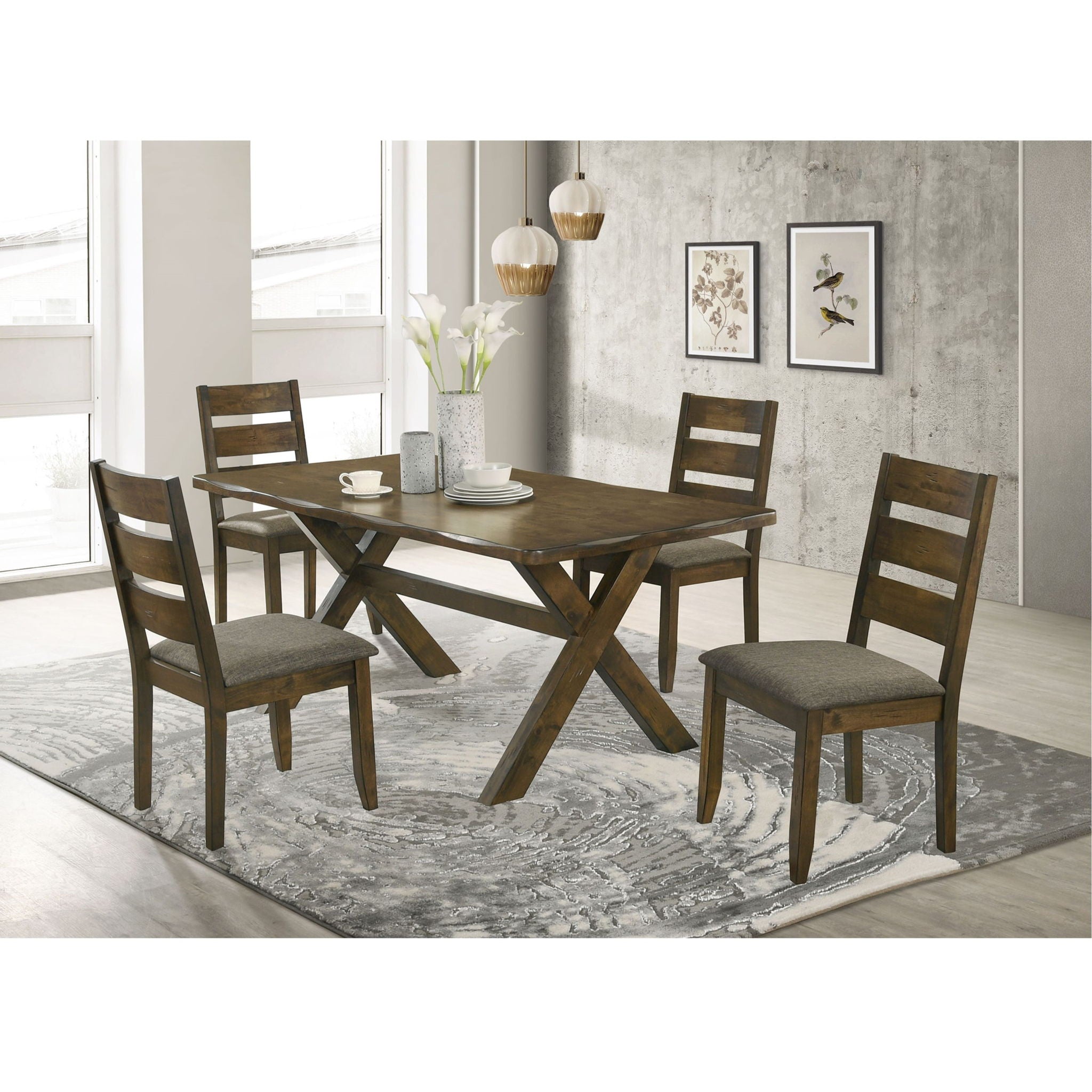 Dining Chair With Ladder Back Design (Set of 2) - Brown