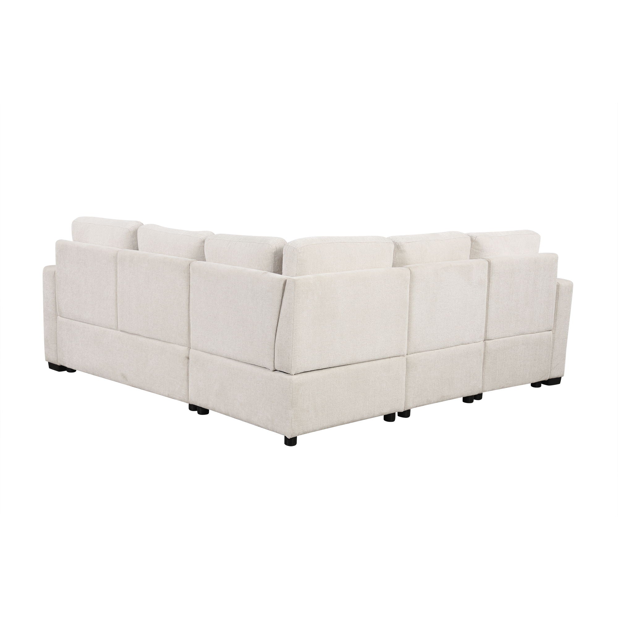 Sectional Sofa Convertible Pull-Out Sofa Bed With A Movable Storage Ottoman For Living Room