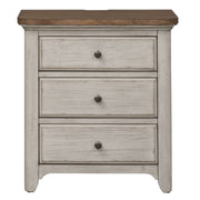 Liberty Furniture Farmhouse Reimagined - 3 Drawer Nightstand With Charging Station - White | Meri Furniture
