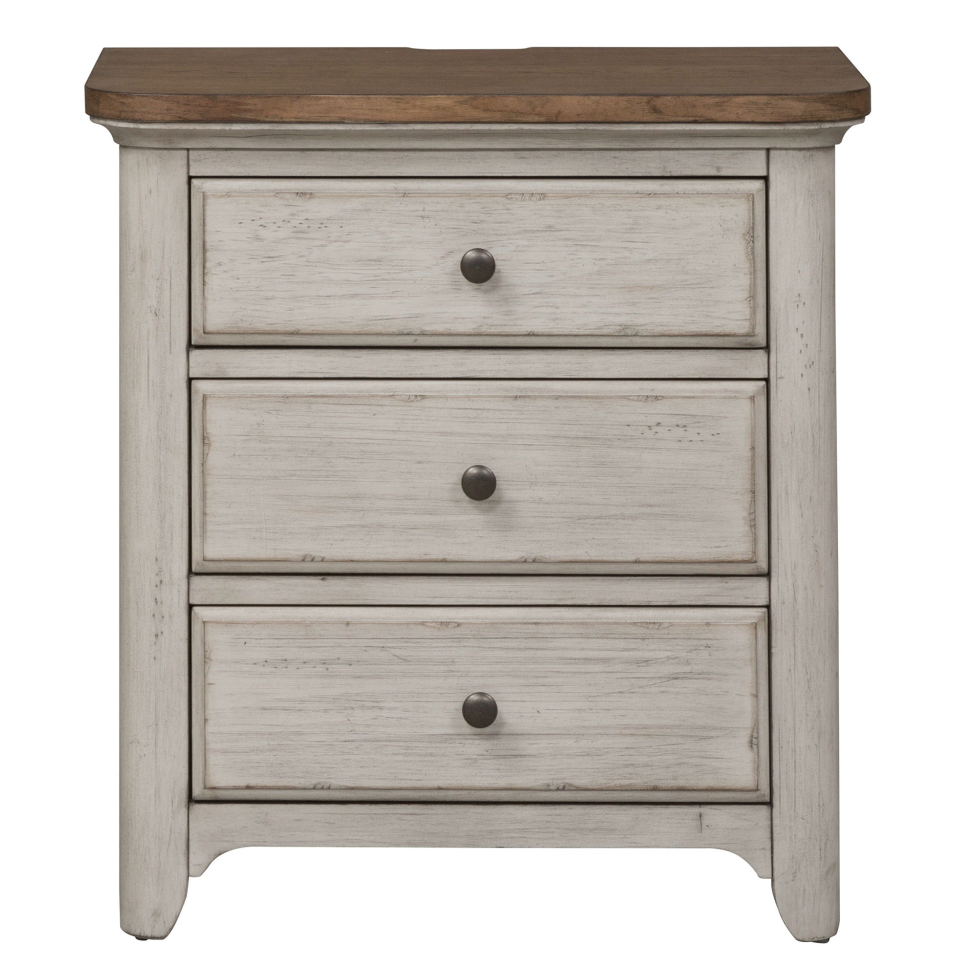 Liberty Furniture Farmhouse Reimagined - 3 Drawer Nightstand With Charging Station - White | Meri Furniture
