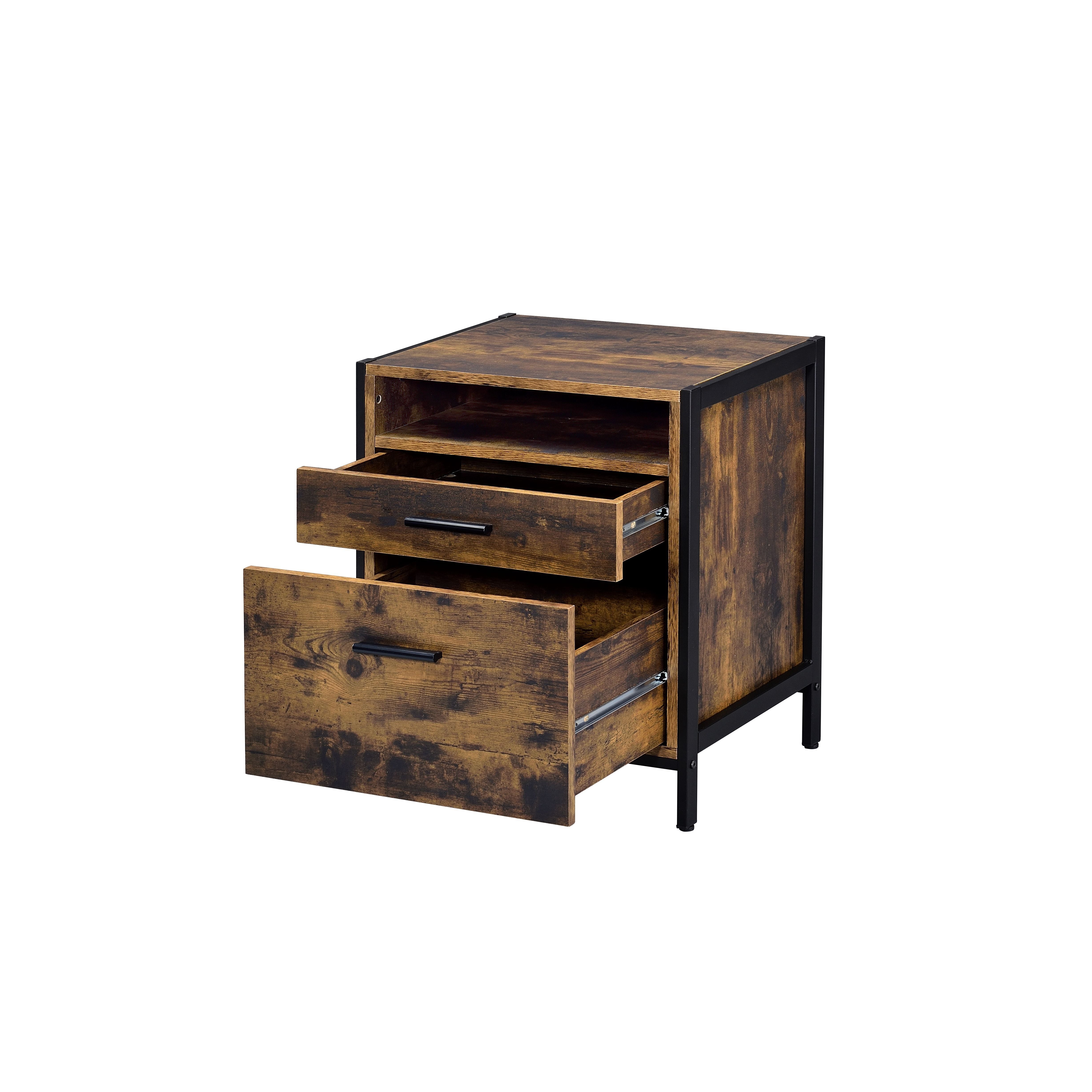 ACME Juvanth - Nightstand - Rustic Oak & Black Finish | Meri Furniture