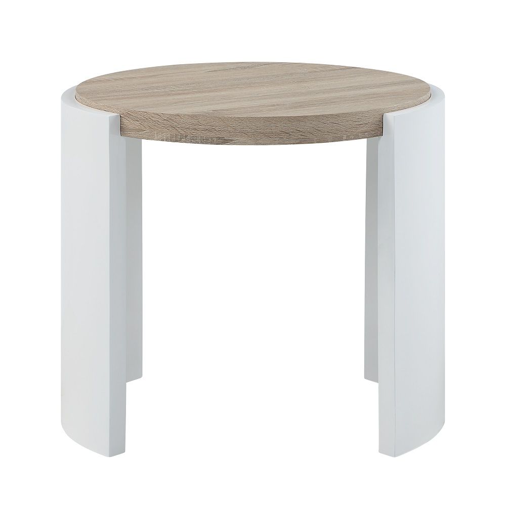 ACME Zoma - End Table - Oak & White High | Meri Furniture