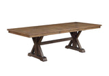 ACME Pascaline - Dining Table - Gray Fabric, Rustic Brown & Oak Finish | Meri Furniture