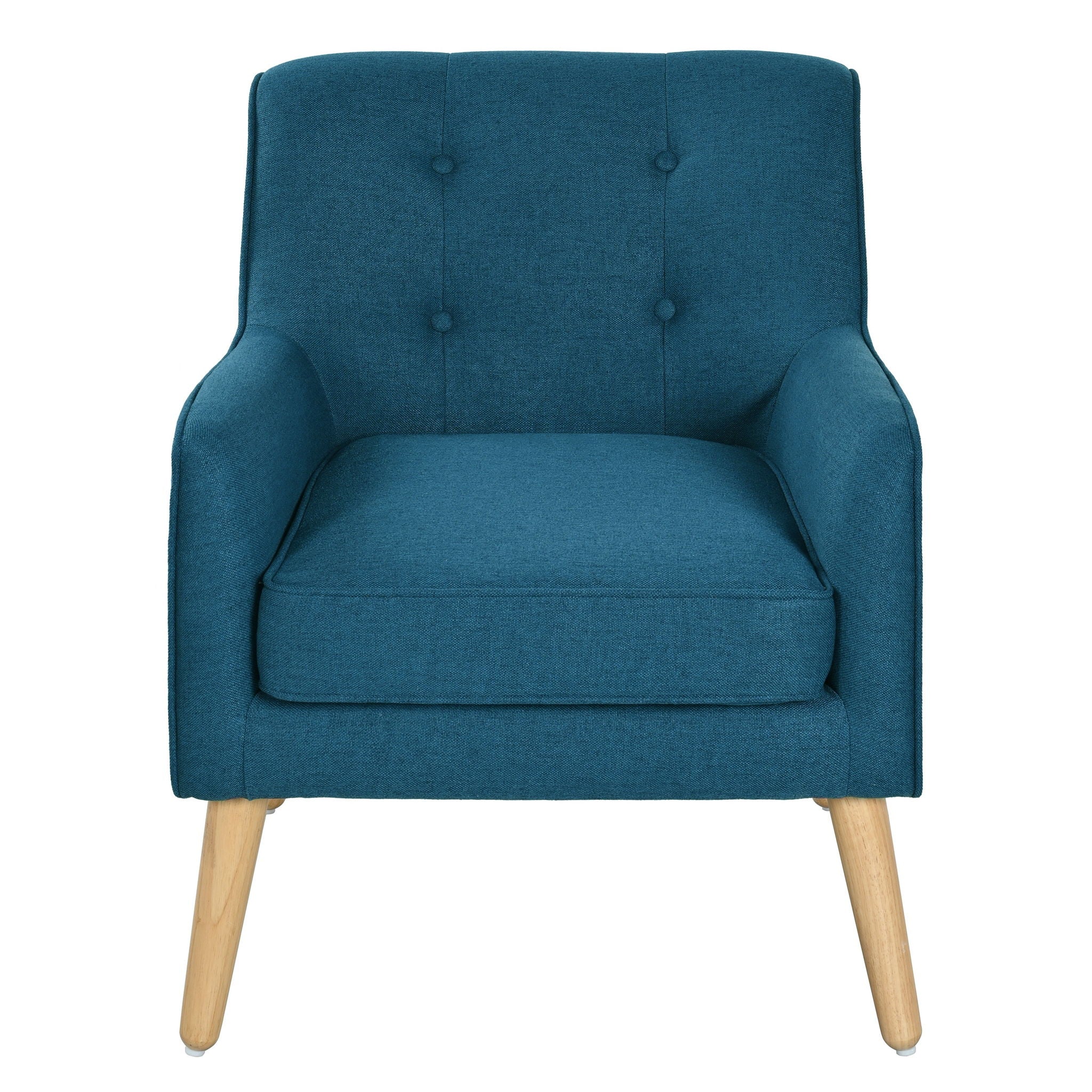 Modern Arm Chair With Tufted Back And Wooden Legs
