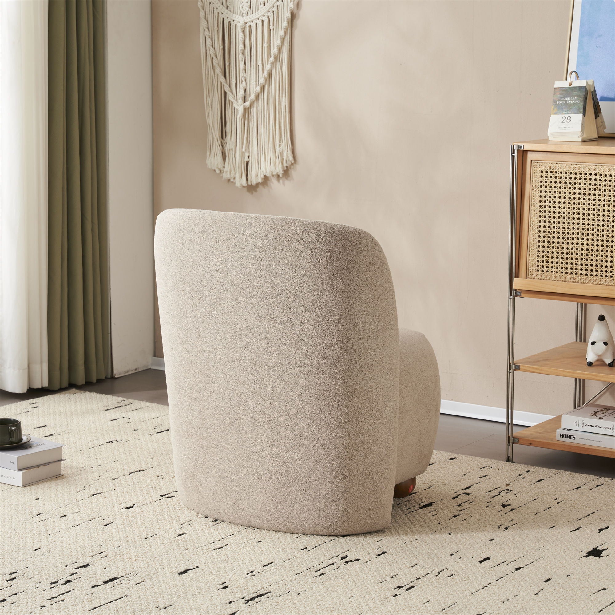 Modern Low Back Accent Upholstered Armless Living Room Chairs, Round Feet