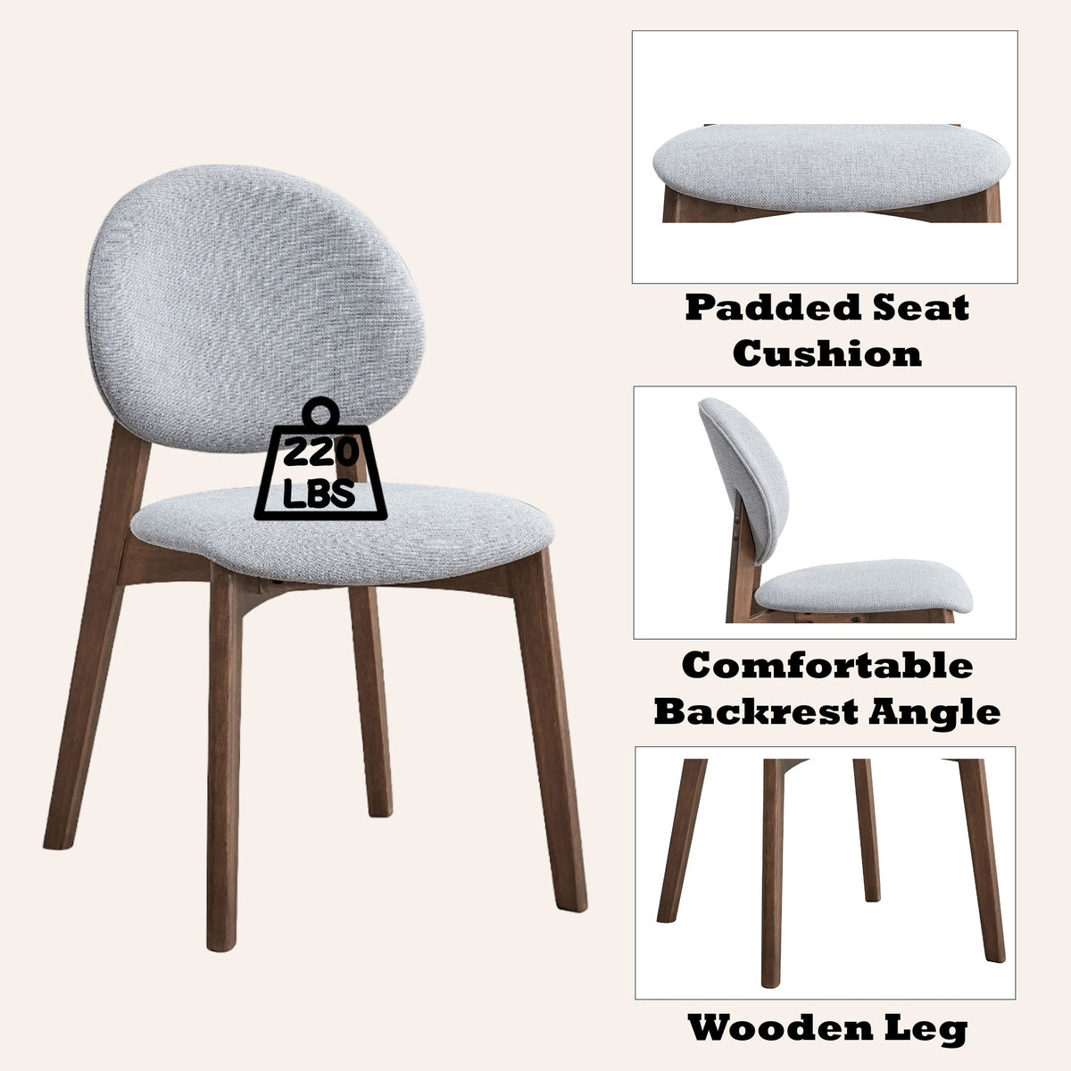 Hadasa - 5 Pieces Dining Room Set - Light Gray / Walnut