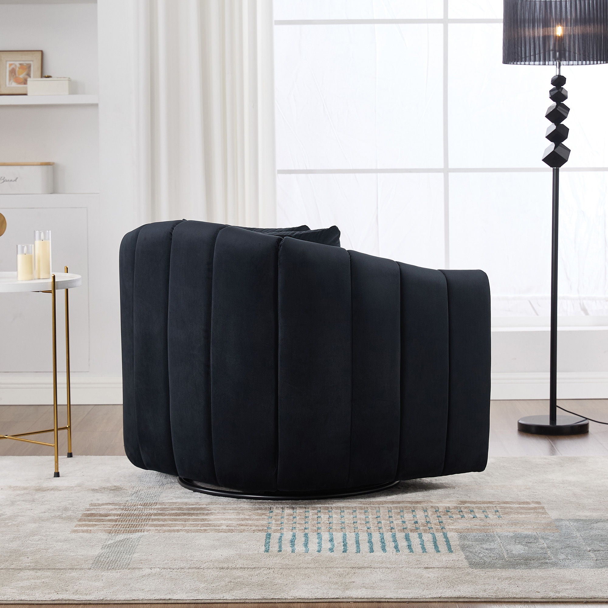Upholstered Oversized 360° Swivel Accent Barrel Chair And Half Cozy Sofa With 3 Pillows