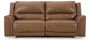 Signature Design by Ashley® Trasimeno - Caramel - 2 Seat Pwr Rec Sofa Adj Headrest | Meri Furniture
