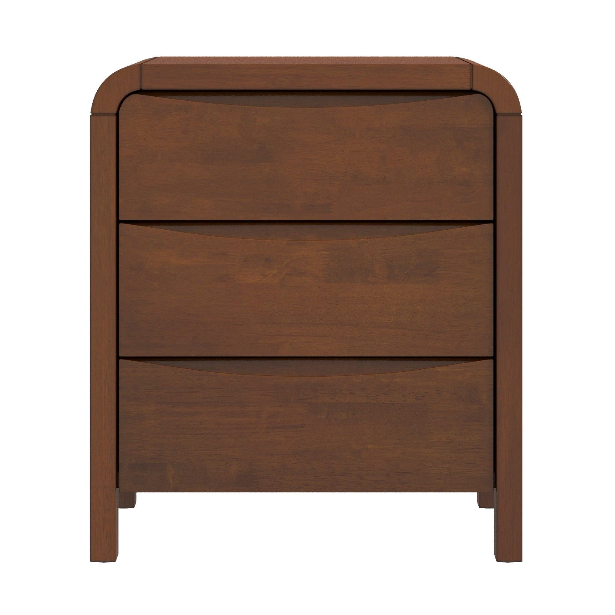 Lionel - Mid-Century Modern Nightstand 3 Drawer Bed Side Table - Brown