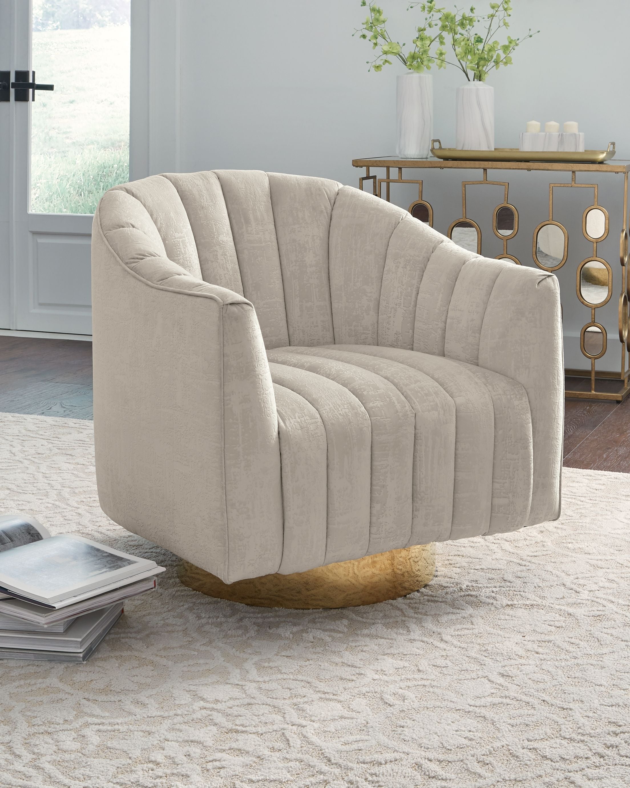 Ashley Furniture Penzlin - Pearl - Swivel Accent Chair | Meri Furniture