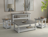 International Furniture Direct Stone - End Table - Antiqued Ivory / Weathered Gray | Meri Furniture