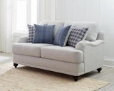 Glenn - Upholstered English Arm Loveseat - Light Gray And Blue