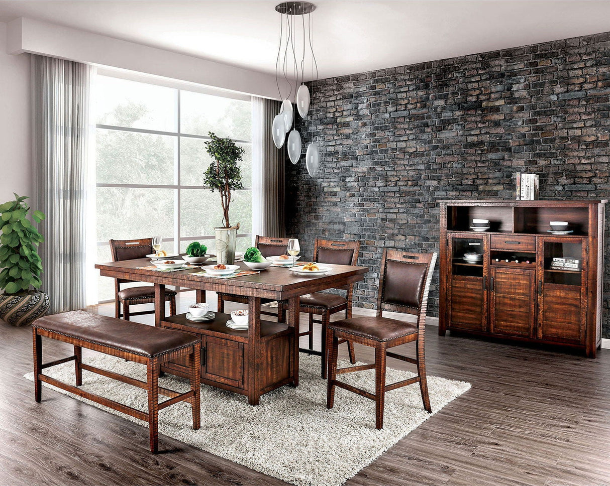 Furniture of America Wichita - Counter Height Chair (Set of 2) - Distressed Dark Oak | Meri Furniture