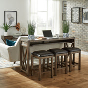 Liberty Furniture Lennox - 4 Piece Console Set (Console 3 Stools) - Dark Brown | Meri Furniture