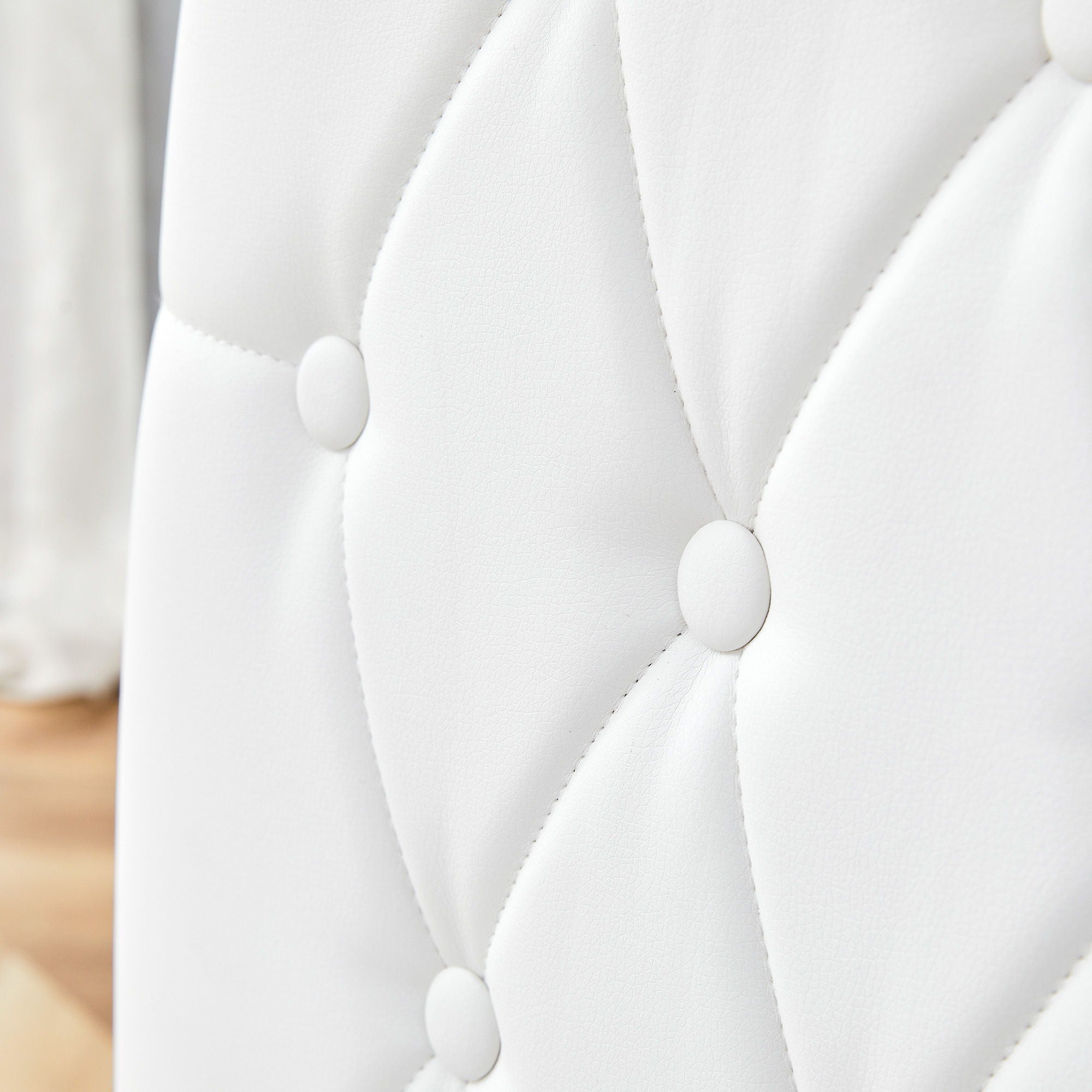 Vintage Style Armless Dining Chairs Set With Grid And Buckle Design