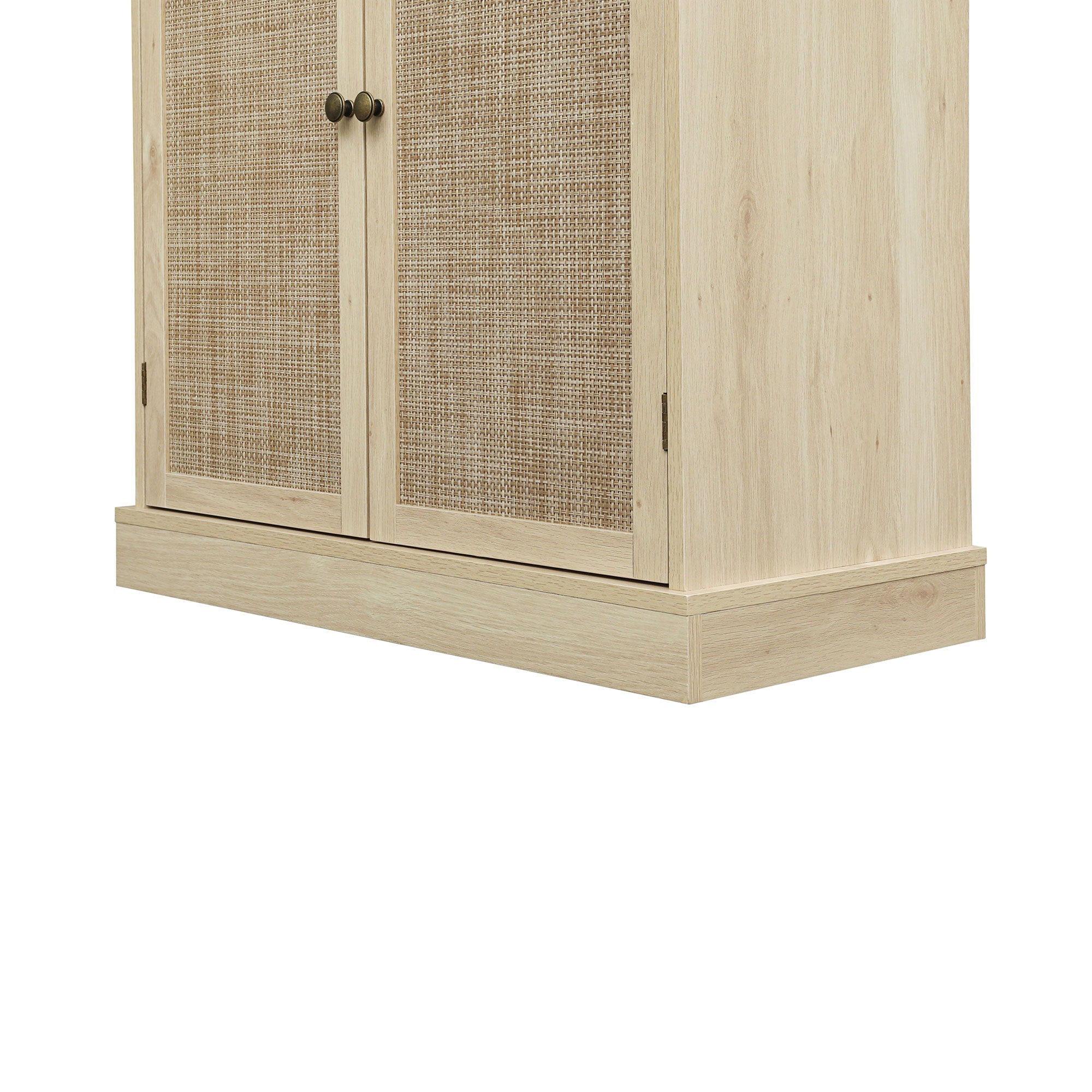 4 Door Storage Cabinet With 1 Drawer And 4 Adjustable Inner Shelves - Natural