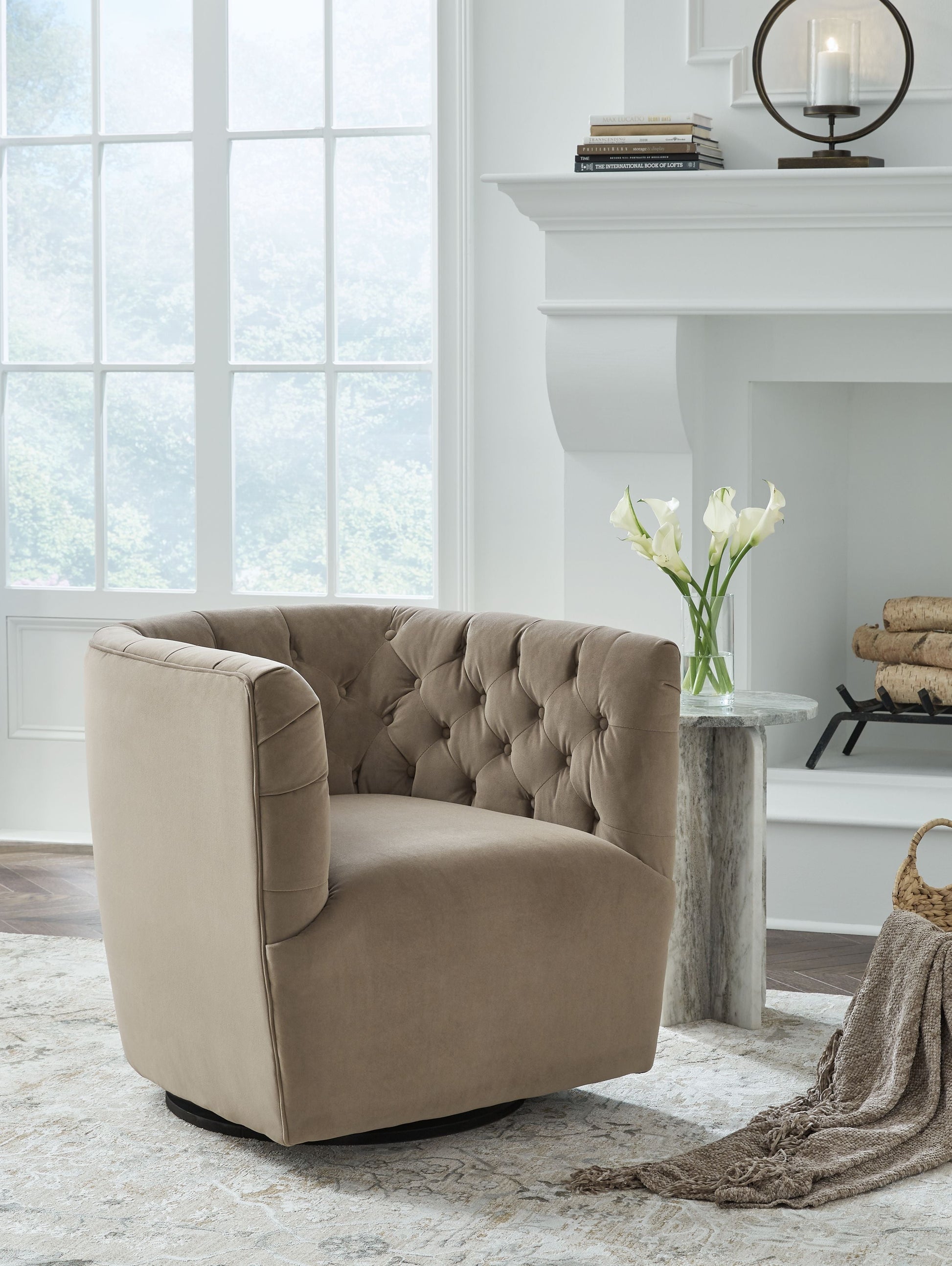 Signature Design by Ashley® Hayesler - Cocoa - Swivel Accent Chair | Meri Furniture
