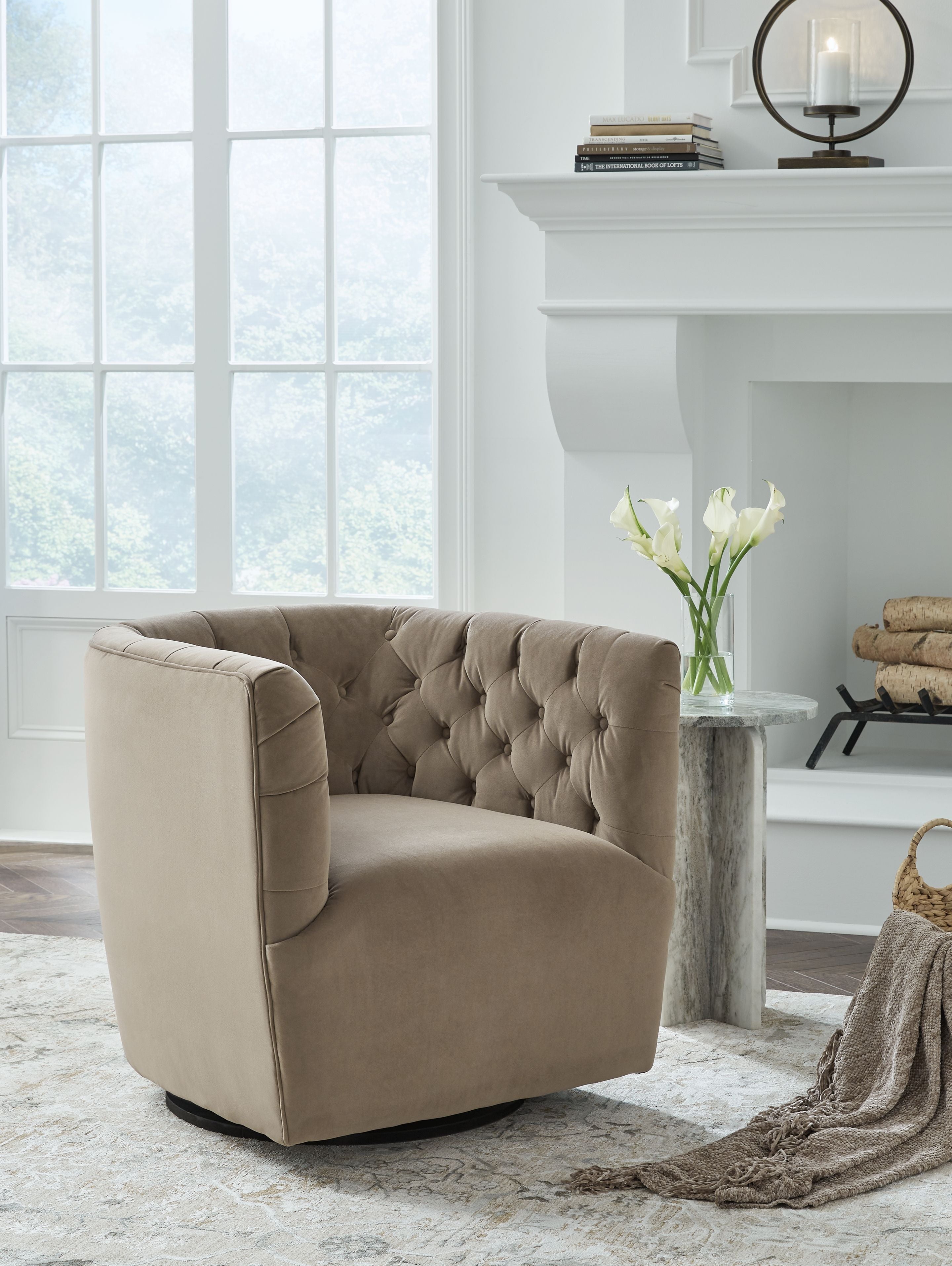 Signature Design by Ashley® Hayesler - Cocoa - Swivel Accent Chair | Meri Furniture