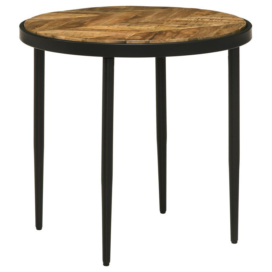 Coaster Fine Furniture Hayden - Round Wood Top Side Table - Natural Mango And Black | Meri Furniture