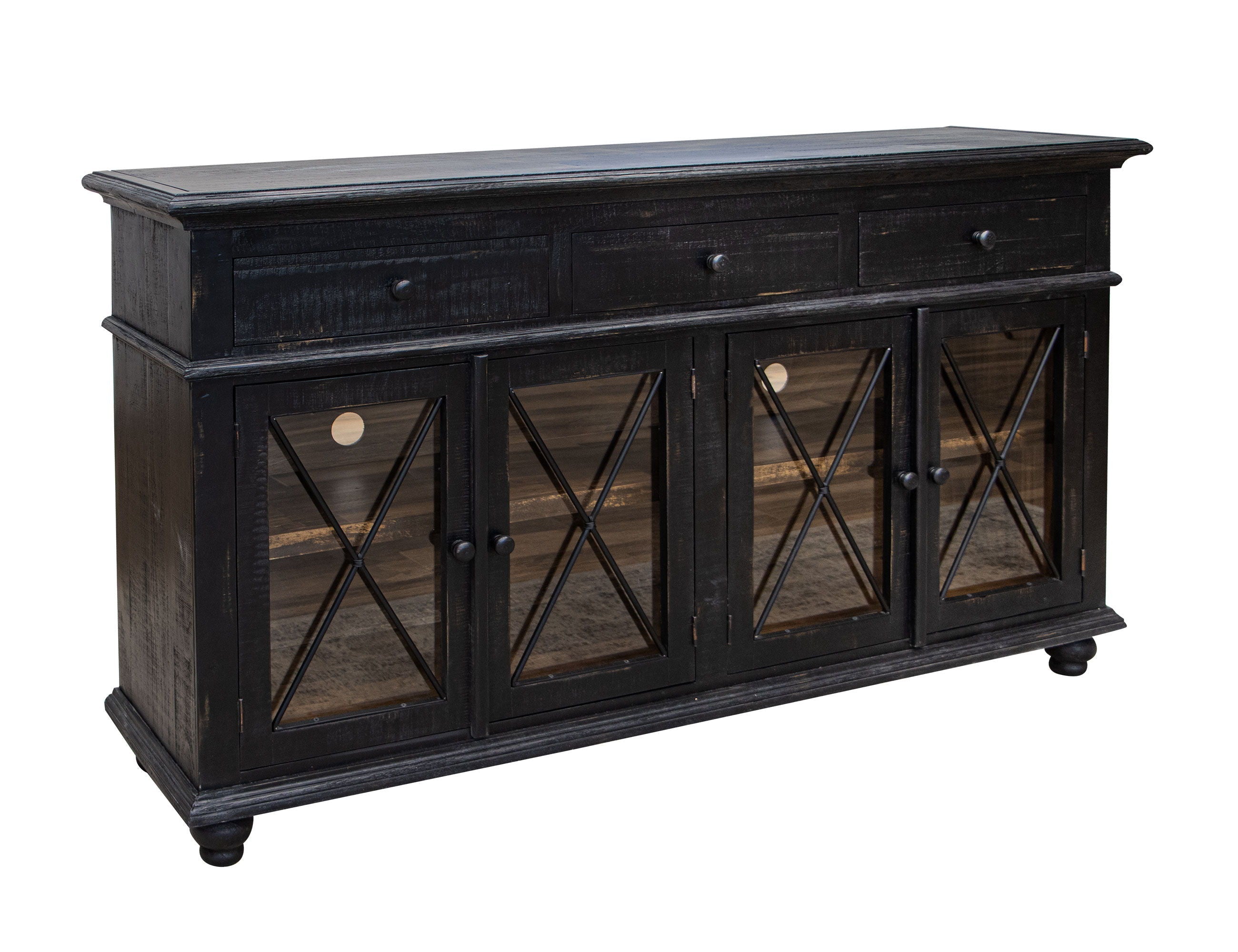 International Furniture Direct Vintage - Console / TV Stand - Antiqued Black | Meri Furniture