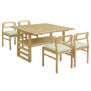 5 Piece Extendable Wood Square Dining Table Set With 2 Drop Leaves