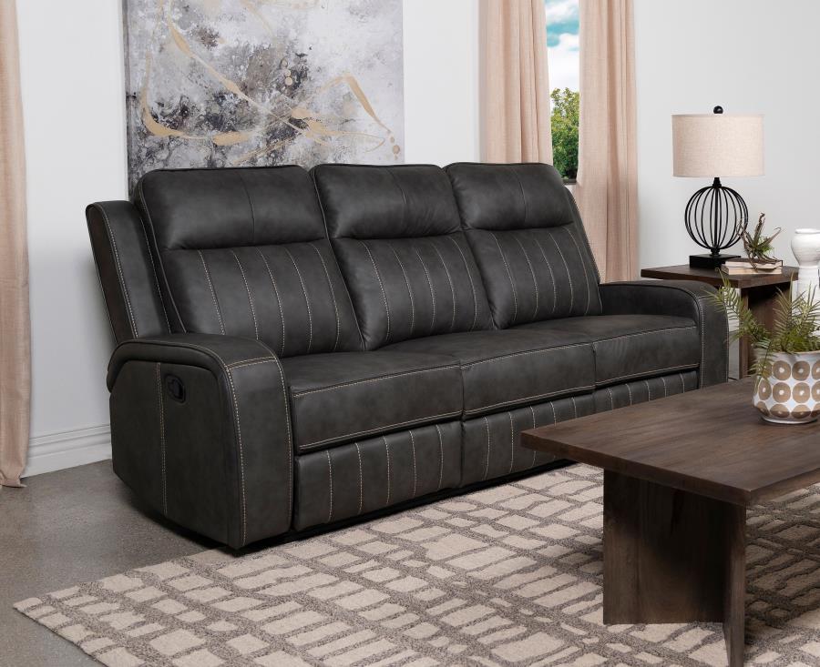 Coaster Fine Furniture Raelynn - Upholstered Track Arm Motion Sofa - Gray | Meri Furniture