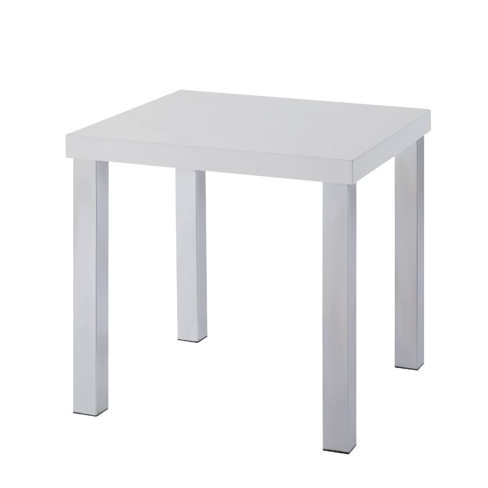 ACME Harta - End Table - White High Gloss & Chrome | Meri Furniture