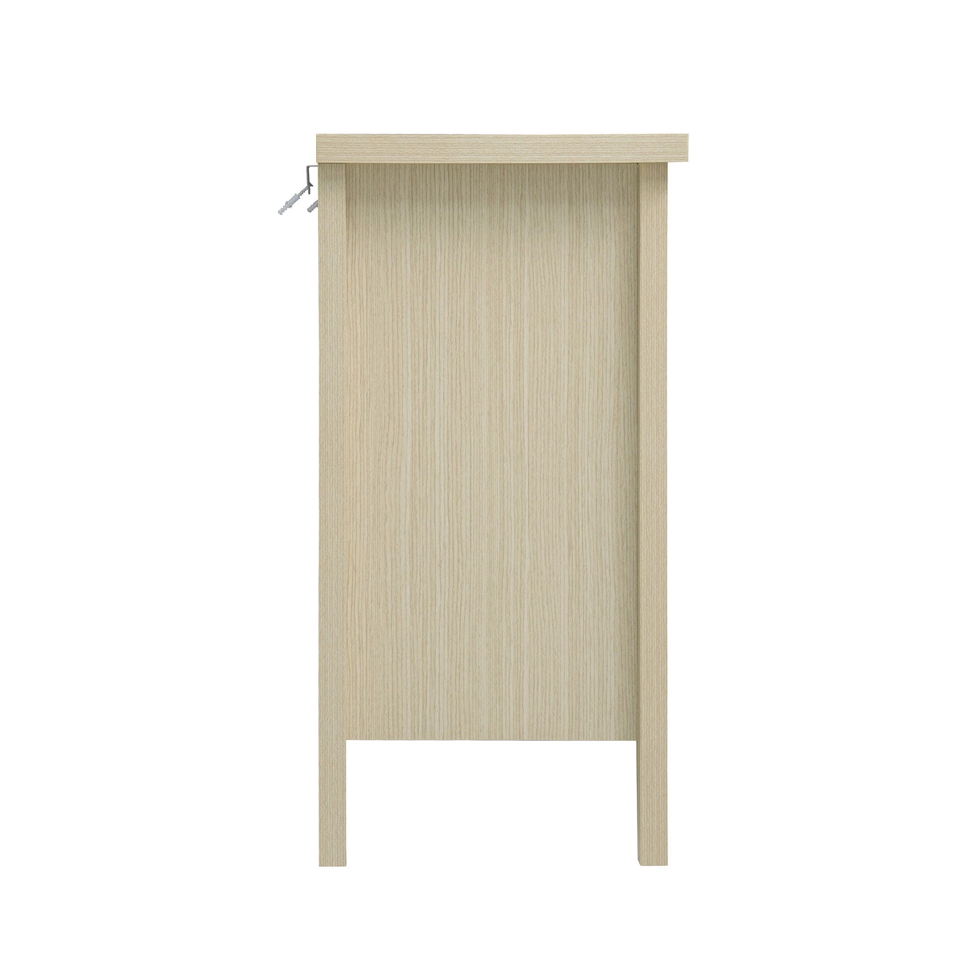 Hollowed Out Cabinet With 2 Door 3 Drawers, American Furniture, Suitable For Bedroom, Living Room, Study - Natural