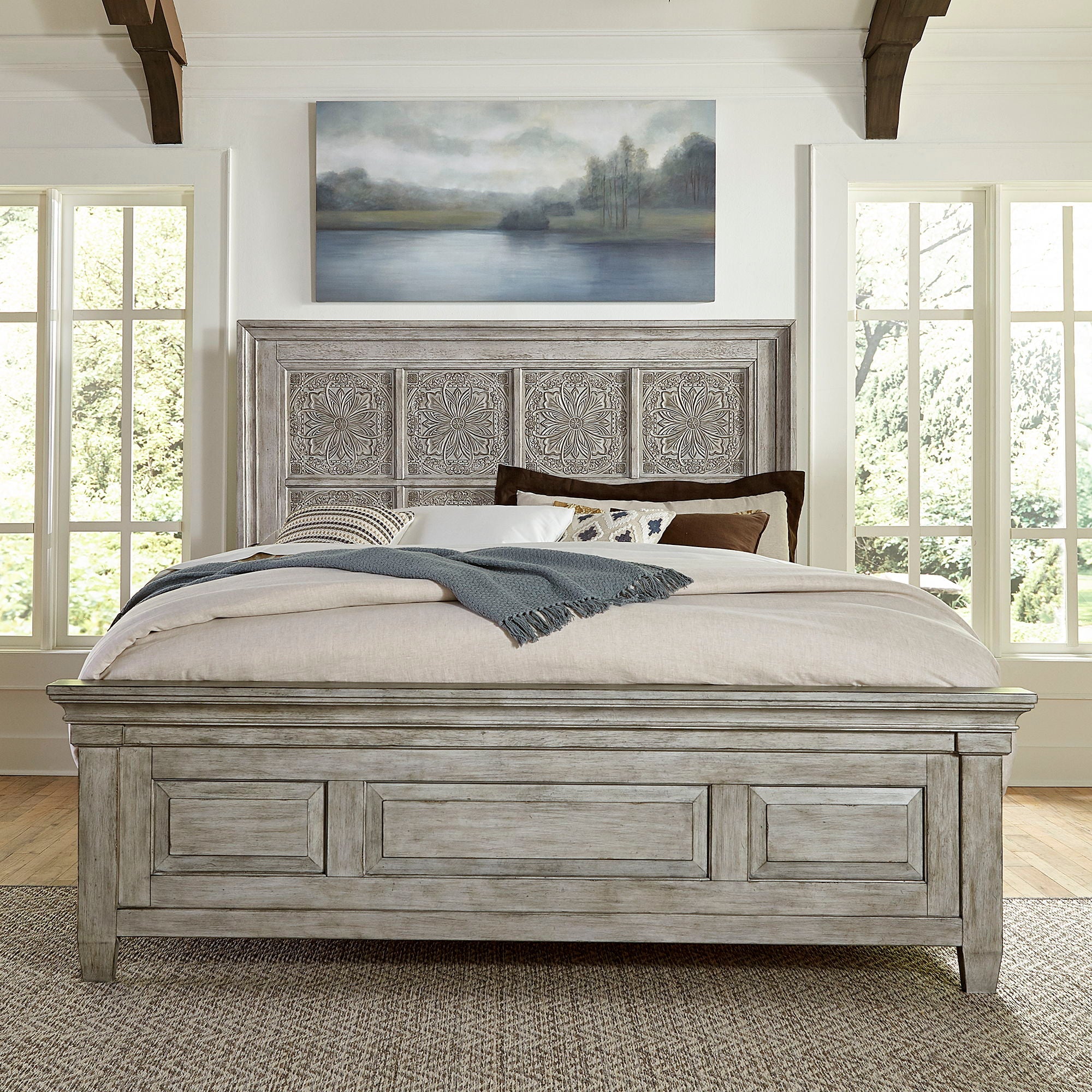 Liberty Furniture Heartland - Farmhouse - Panel Bed, Dresser & Mirror Set | Meri Furniture