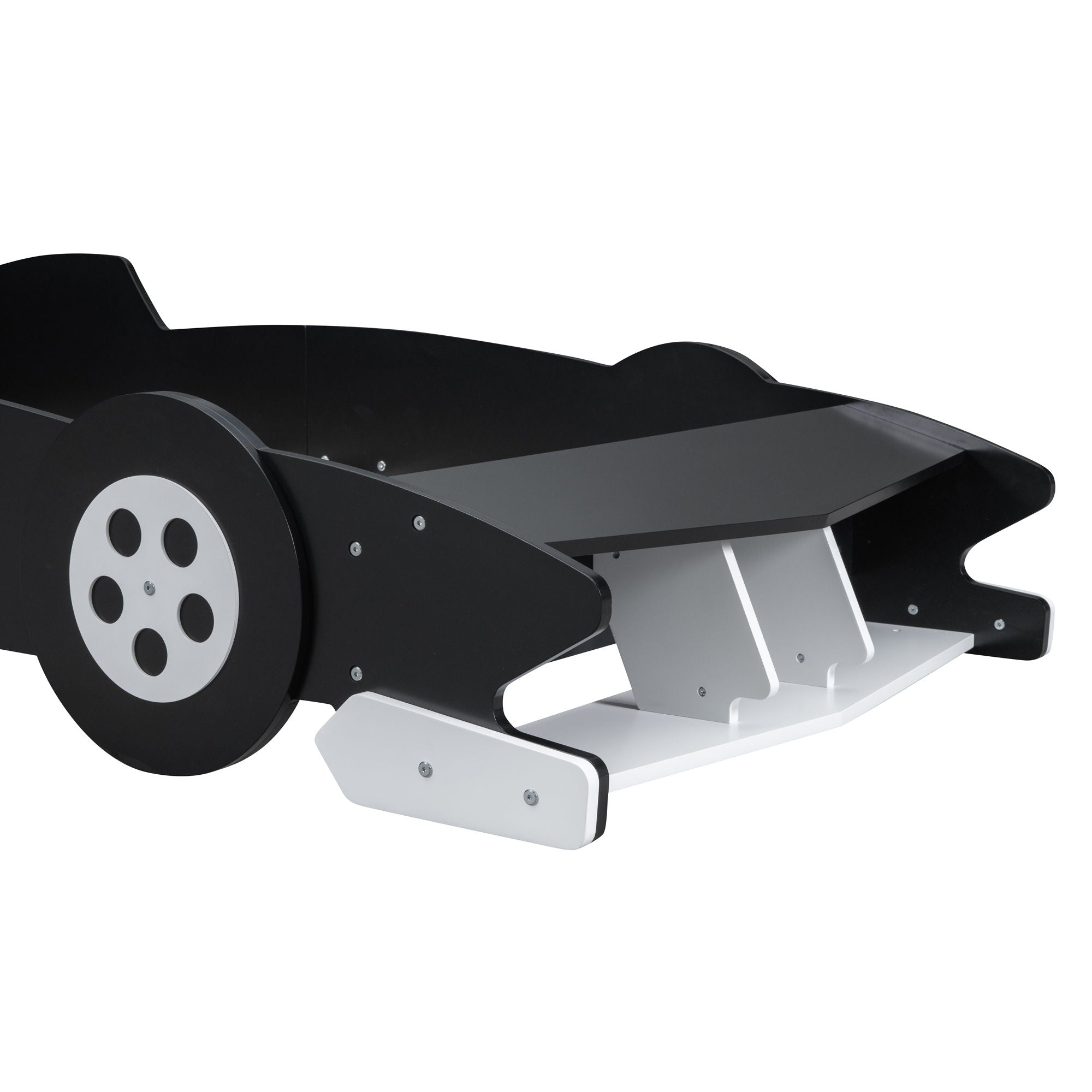 Race Car-Shaped Platform Bed With Wheels