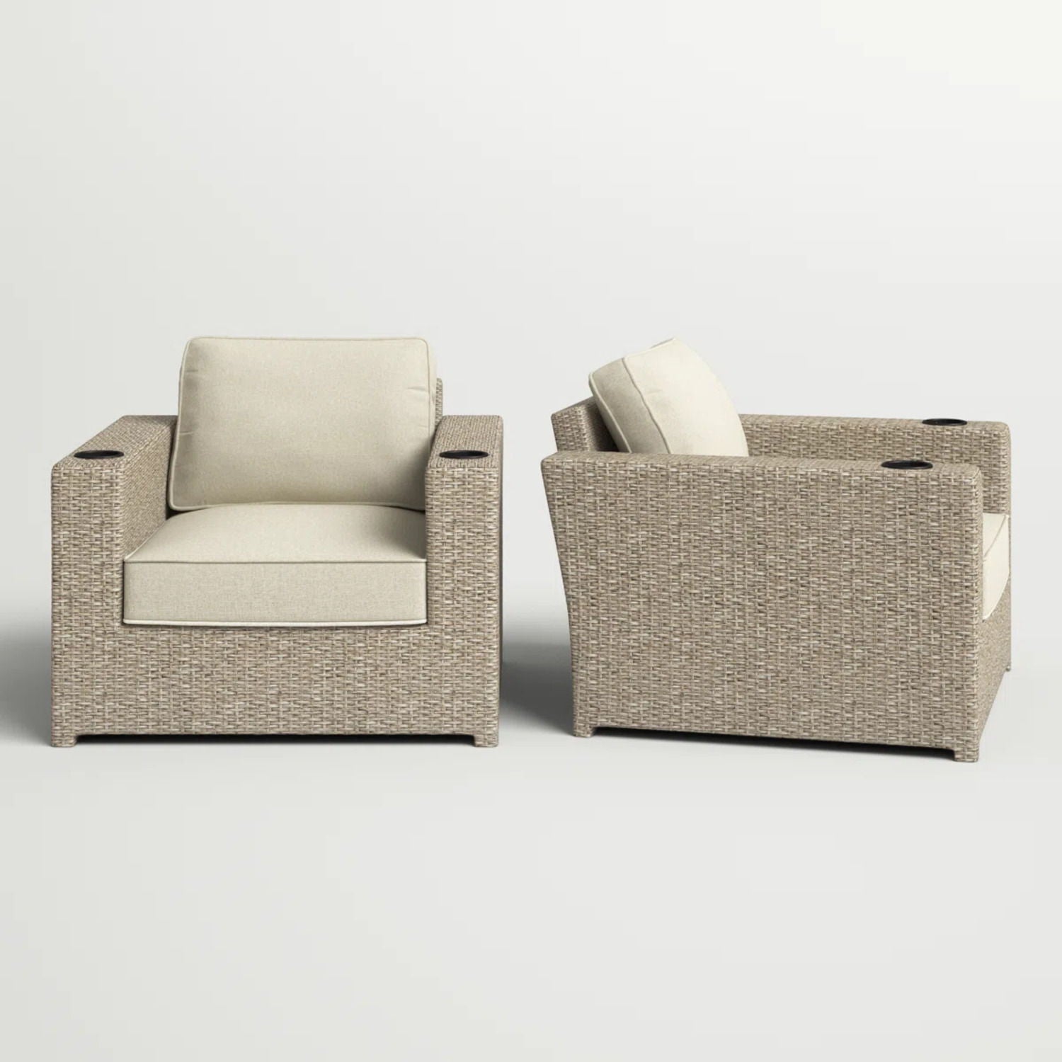 Outdoor Lounge Chairs With Cushions, Weather Resistant - Gray Mix